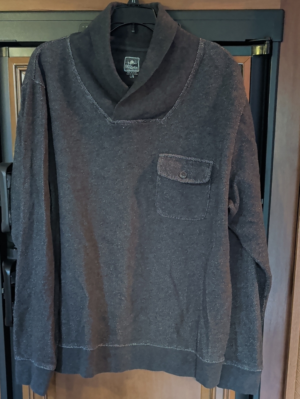 Pendleton Surf Dark Charcoal Shawl Collar Pullover with Chest Pocket